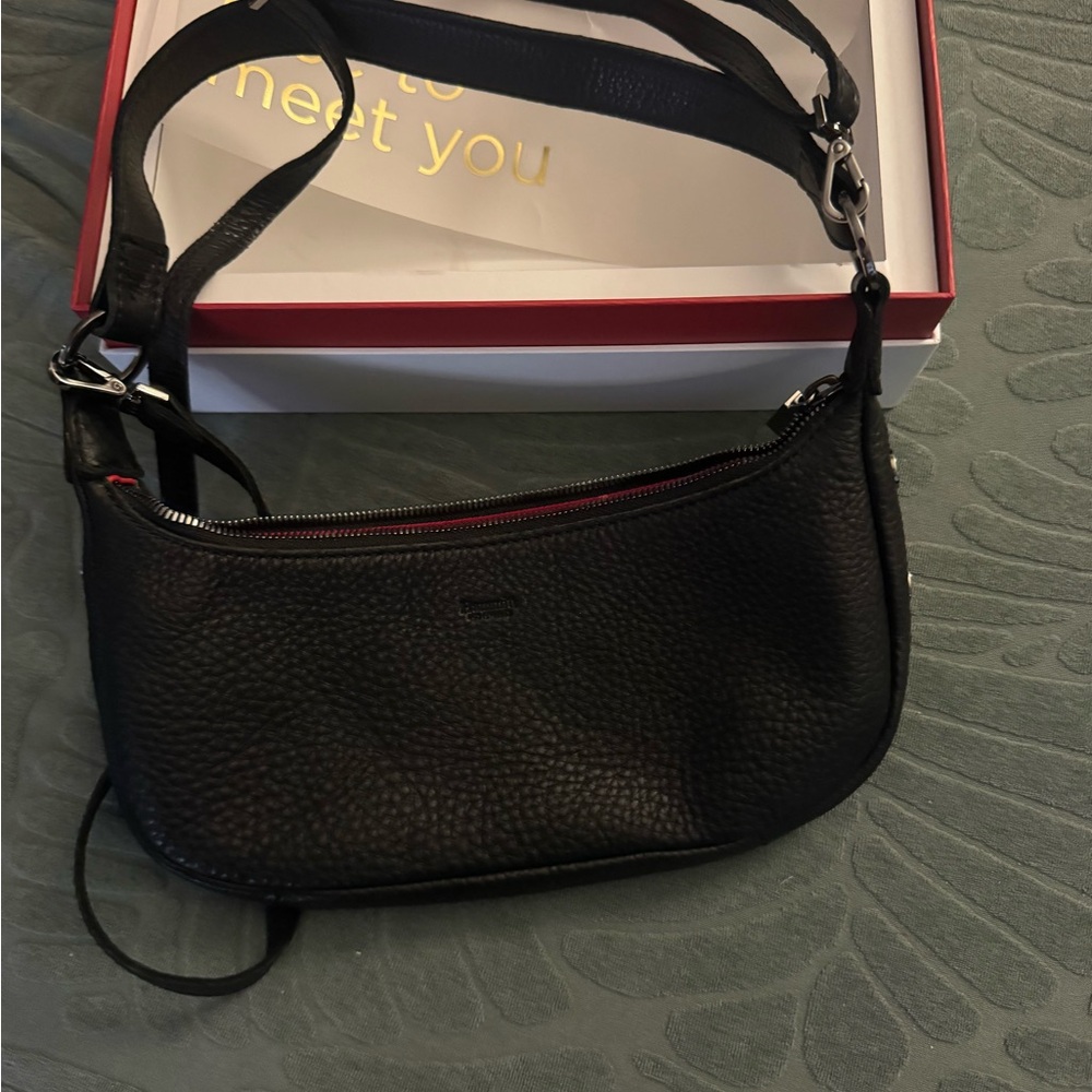 Hammitt Black Leather with Silver shoulder bag with long strap. New Never used.